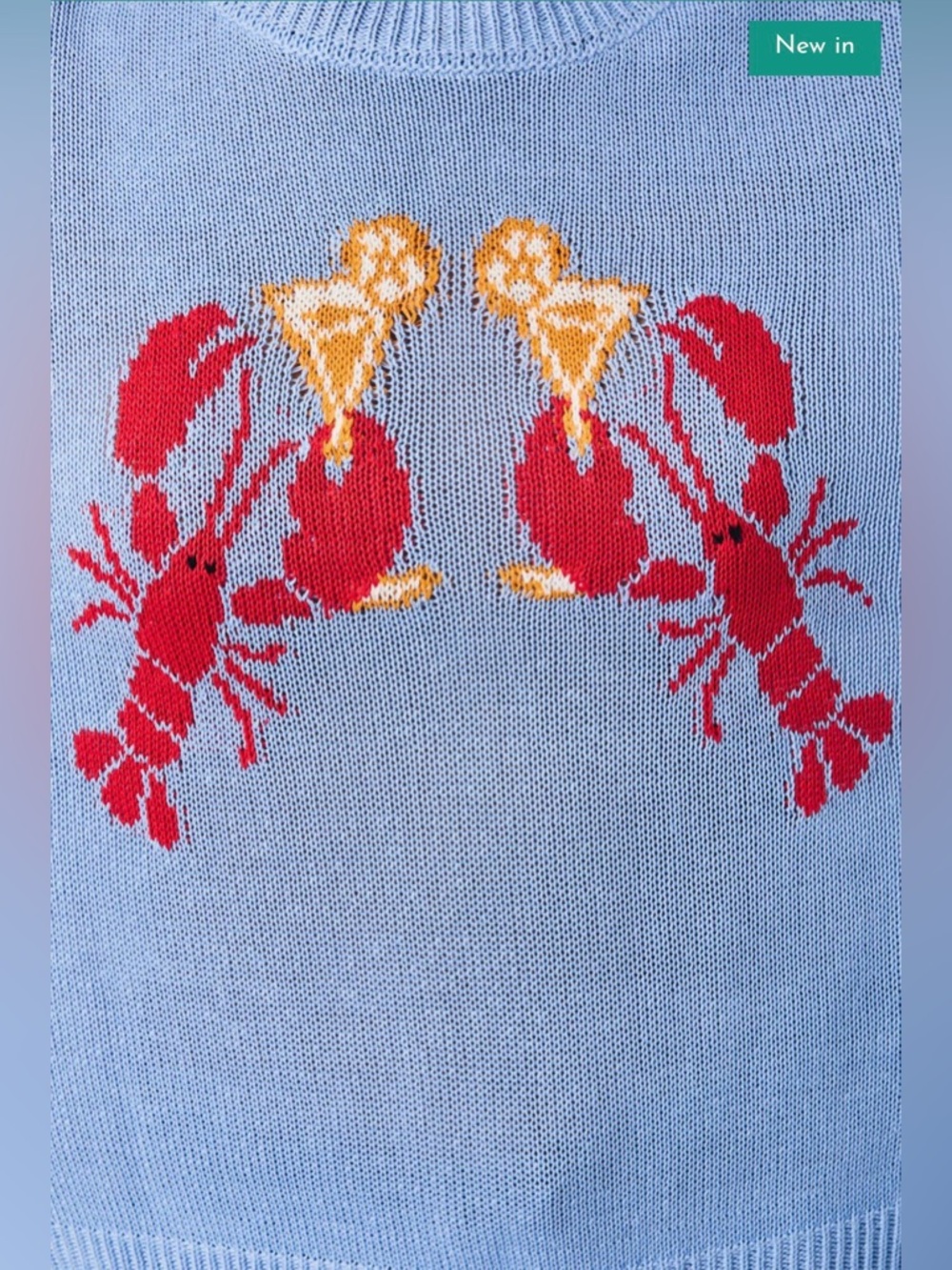 Sunday Edition Lobsters & Cocktails Sweater Blue Size L - Picture 5 of 14